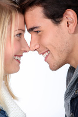 Fototapeta premium Couple with noses together
