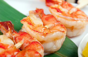 Japanese skewered  royal prawn