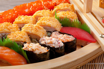 Japanese sushi  Roll made of Smoked fish