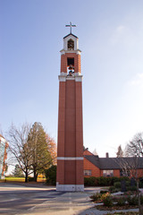 Tall Church Steeple on College Campus