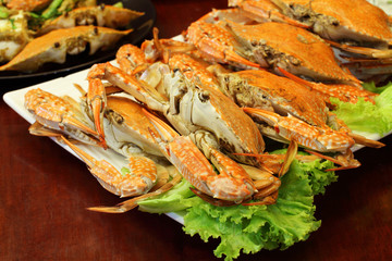Boiled crab In the local restaurant