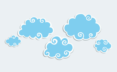 Blue Clouds with White Border.