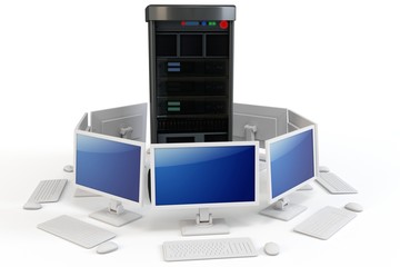 3d server with computer terminals