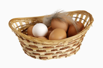Eggs lie in a basket