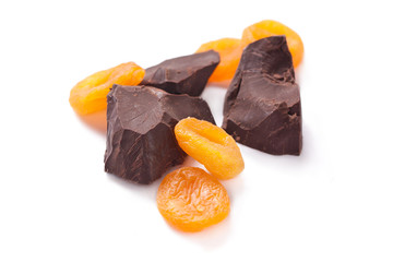 Chokolate and dried apricots