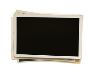 Stack of old photos with clipping path for the inside