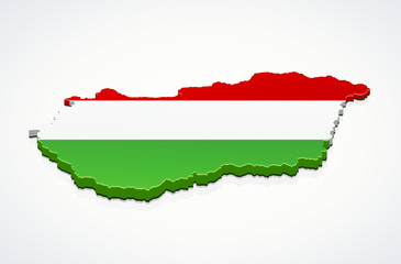 Map of Hungary 3D (white background)