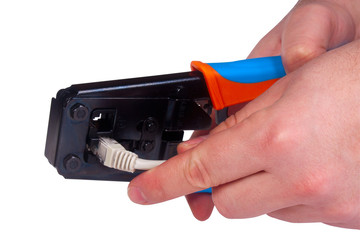 working with ethernet and phone crimp tool