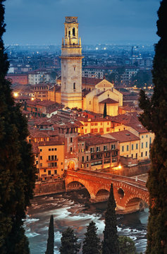 Ponte Pietra and  Verona Cathedral