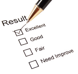 quality survey questionnaire and pen