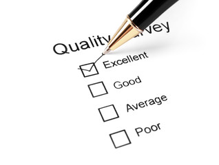 quality survey questionnaire and pen