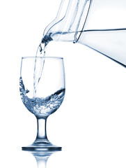 Pouring water into the glass from jug