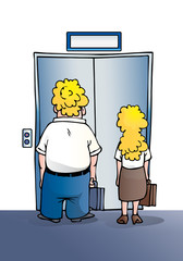 Business-people Waiting For Elevator