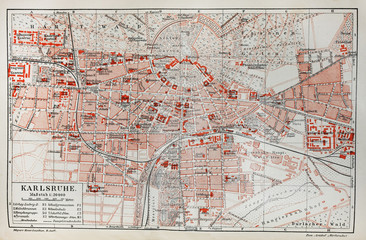 Vintage map of Karlsruhe