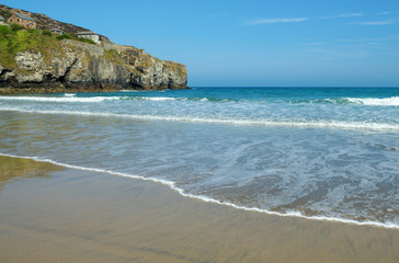 Trevaunance Cove beach near St. Agnes, Cornwall UK.