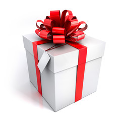 Weisses Geschenk mit roter Schleife
