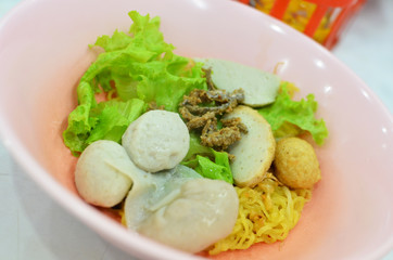 Asian style noodle with pork and fish ball