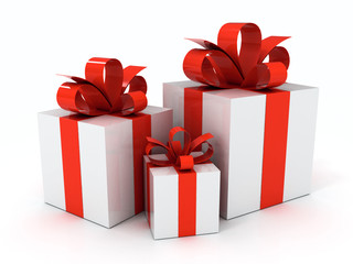 Gift with red ribbons