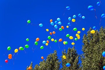 Fototapeta na wymiar Balloons against the blue sky