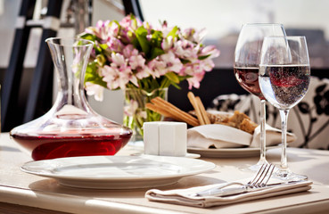 Fine restaurant dinner table place setting