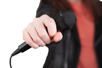 Holding microphone