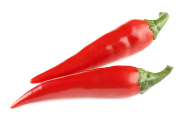 Two pods of red hot pepper