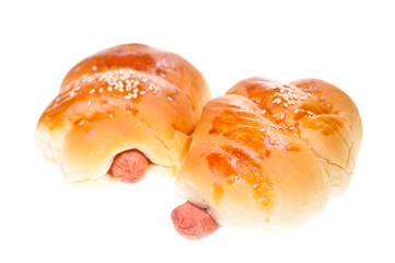 Sausage soft roll close up