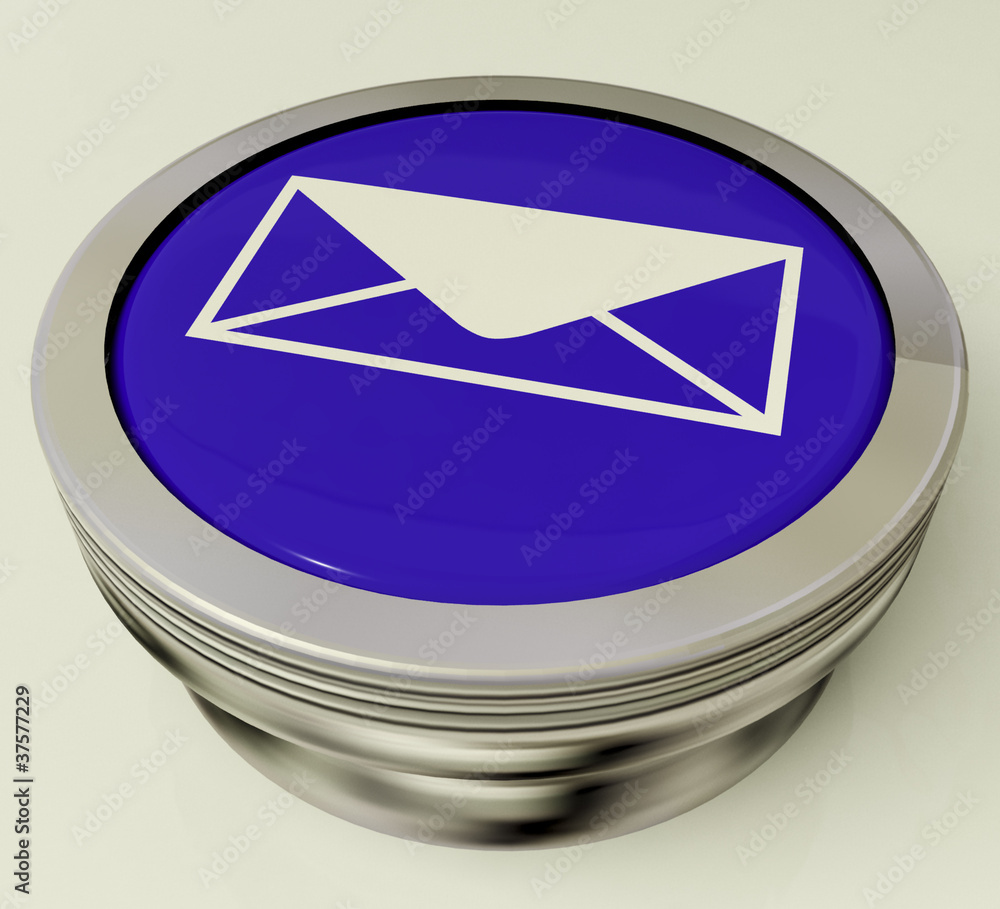 Aufkleber metallic email icon button for sending message over internet