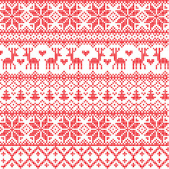 Illustrated traditional red nordic pattern