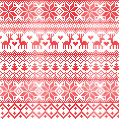 Illustrated traditional red nordic pattern