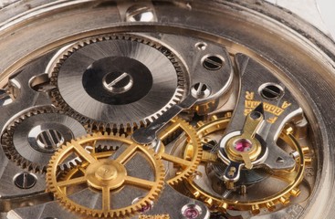 Fototapeta na wymiar Closeup z cienkiej zegarku szwajcarskiej precyzji