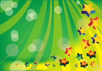 color stars on green background