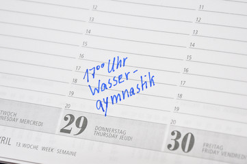 Wassergymnastik termin im kalender notiert