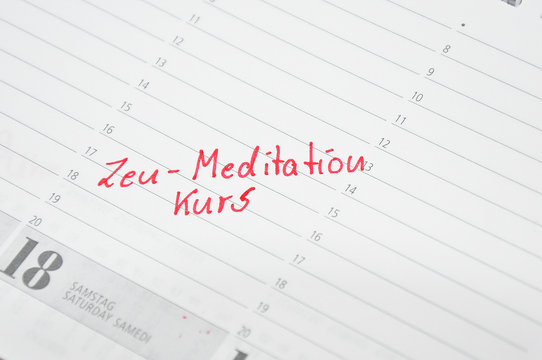 Zeu-Meditation Kurs Termin im Kalender notiert