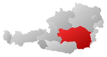 Map of Austria, Styria highlighted