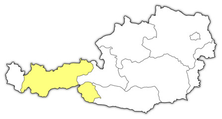Map of Austria, Tyrol highlighted