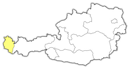 Map of Austria, Vorarlberg highlighted