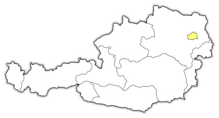 Map of Austria, Vienna highlighted