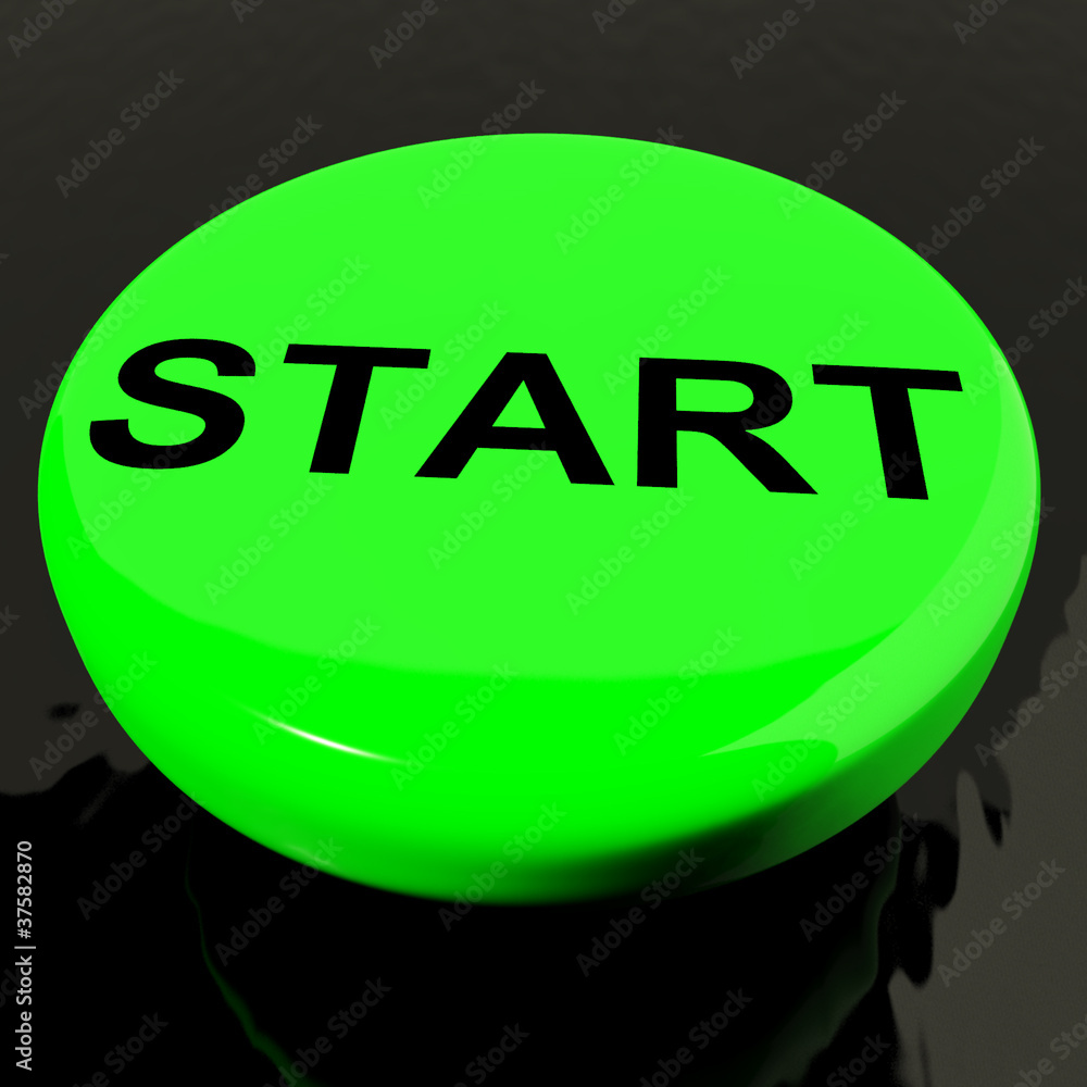 Poster start button as symbol for control or activating
