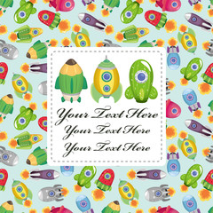 cartoon spaceship card