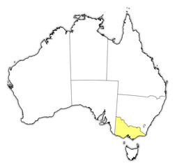 Map of Australia, Victoria highlighted