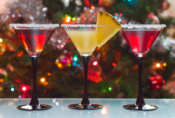 Three glasses with a cocktail