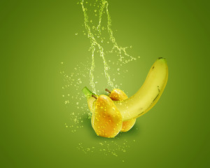 Fresh banana and pear