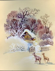 Watercolor Landscape Collection: Wintertime