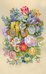 Watercolor Flower Collection: Flowers Bouquet - 37587410