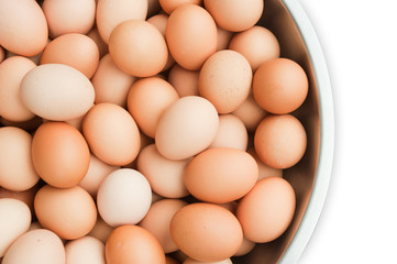 hens eggs in background