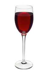 Glass of red wine isolated on white