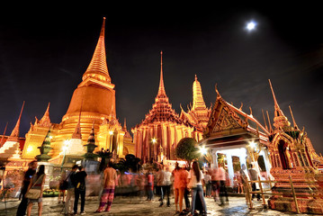 Wat pra kaew Grand palace at night bangkok,Thailand