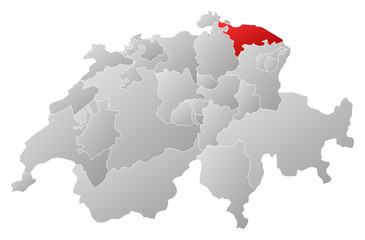 Map of Swizerland, Thurgau highlighted