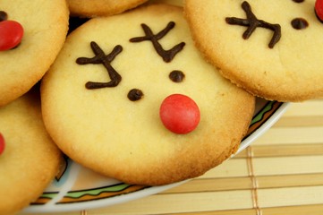 Christmas reindeer cookies on plate